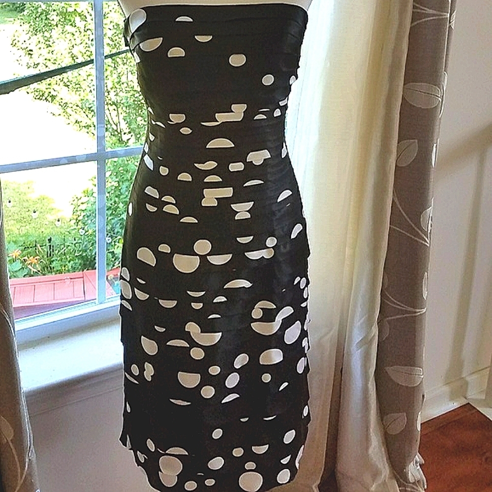 JS Collections Black and White Polka Dot Dress 4